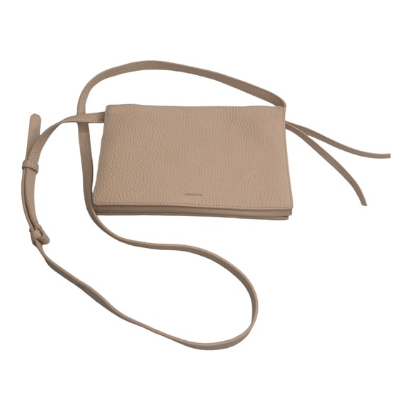 All Saints Handbags - ALL SAINTS Fetch Matte Pebbled Leather Crossbody Wallet Convertible Bag Cream